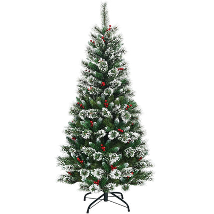 180 cm Artificial Christmas Tree with Snowflakes & Red Berries