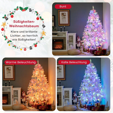 180cm Large Flocked Artificial Christmas Tree with 808 PVC Branch Tips 350 LED Lights and 8 Lighting Modes