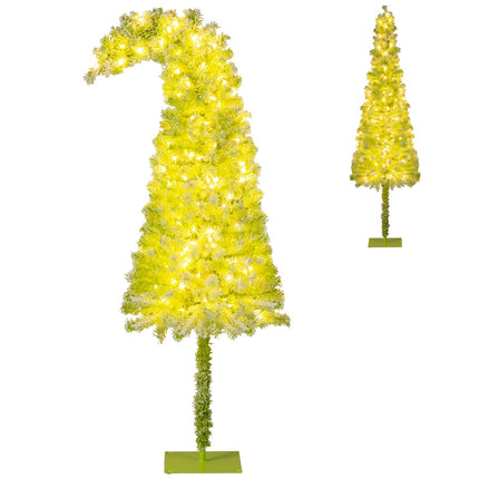 180 cm großer, vorbeleuchteter künstlicher Weihnachtsbaum mit Schneeflocken