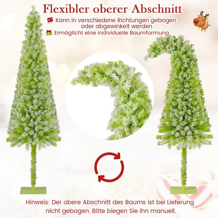 180 cm großer, vorbeleuchteter künstlicher Weihnachtsbaum mit Schneeflocken
