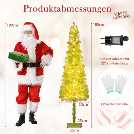 180 cm großer, vorbeleuchteter künstlicher Weihnachtsbaum mit Schneeflocken