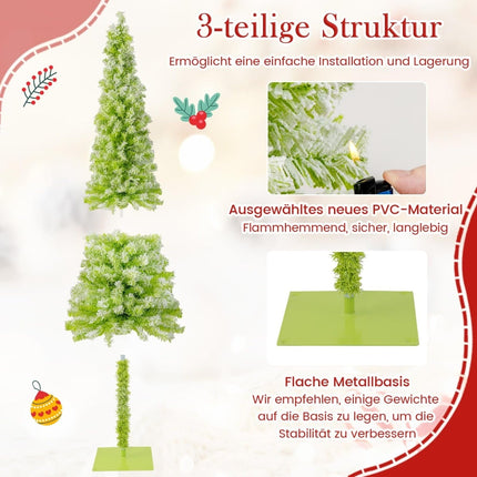 180 cm großer, vorbeleuchteter künstlicher Weihnachtsbaum mit Schneeflocken