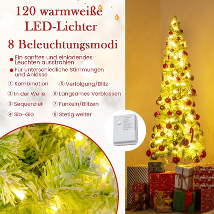 180 cm großer, vorbeleuchteter künstlicher Weihnachtsbaum mit Schneeflocken