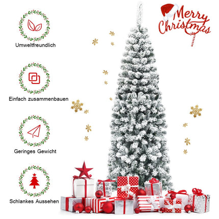 180 cm Snowy Pencil Christmas Tree with Metal Stand