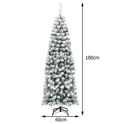 180 cm Snowy Pencil Christmas Tree with Metal Stand
