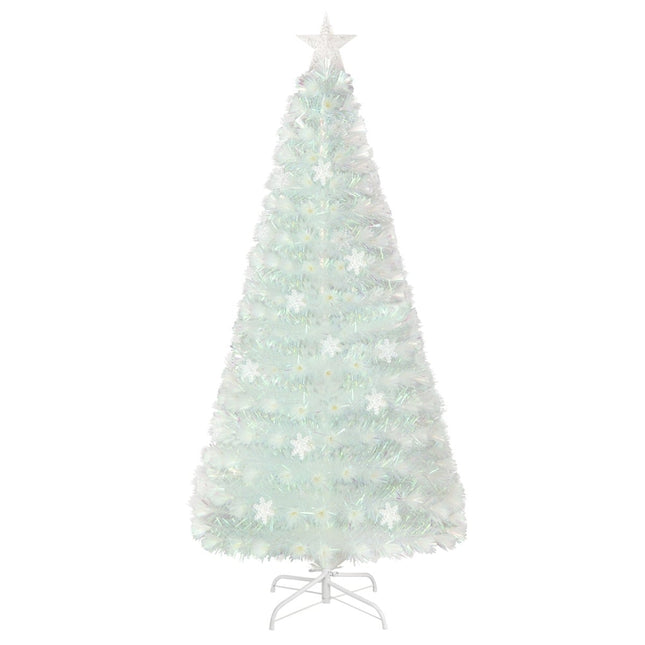 180 cm weißer künstlicher Weihnachtsbaum mit LED-Beleuchtung