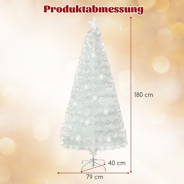 180 cm weißer künstlicher Weihnachtsbaum mit LED-Beleuchtung