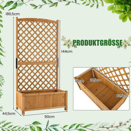 180 cm high garden bed with planter trellis & drainage holes orange
