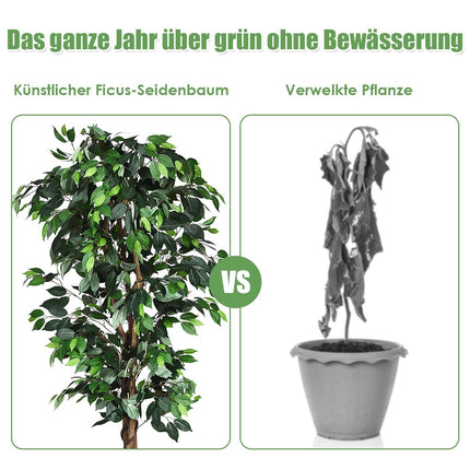 180 cm Zimmerpflanze Deko Kunstpflanze Dekopflanze mit 1008 Blättern und Naturstamm
