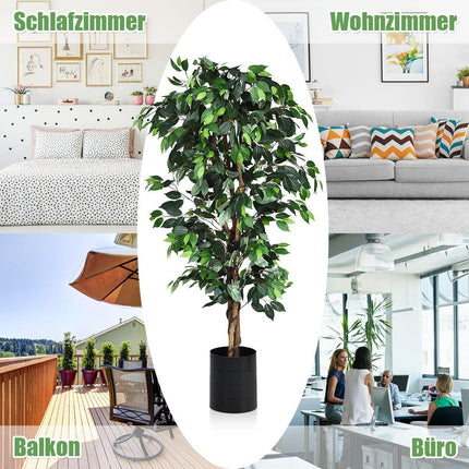180 cm Zimmerpflanze Deko Kunstpflanze Dekopflanze mit 1008 Blättern und Naturstamm