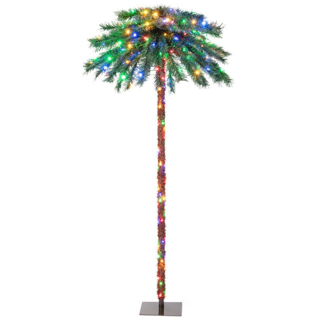 183 cm hoge kunstpalm met PVC-takpunten, verlichte kunstboom voor Kerstmis, groen