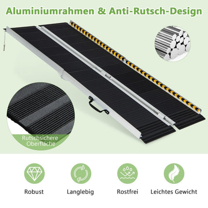 183 x 74 cm wheelchair ramp Portable & anti-slip folding ramp up to 272kg load aluminum