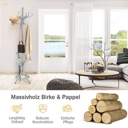 184 cm coat stand with umbrella holder jacket stand with 12 coat hooks gray