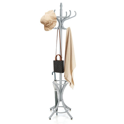 184 cm coat stand with umbrella holder jacket stand with 12 coat hooks gray