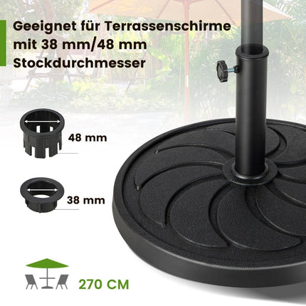 Porte-parapluie de 18 kg de diamètre 54 cm pour mâts de parasol de φ38/48 mm