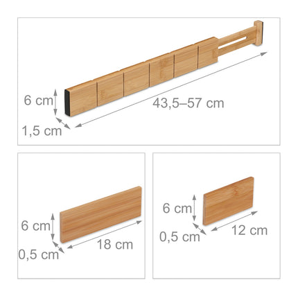 18-teiliges Schubladeneinteiler-Set aus Bambus