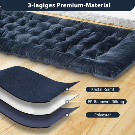 190 x 70 cm Baumwoll-Feldbettauflage 7 cm dicke Matratze mit 4 Befestigungsgurten blau