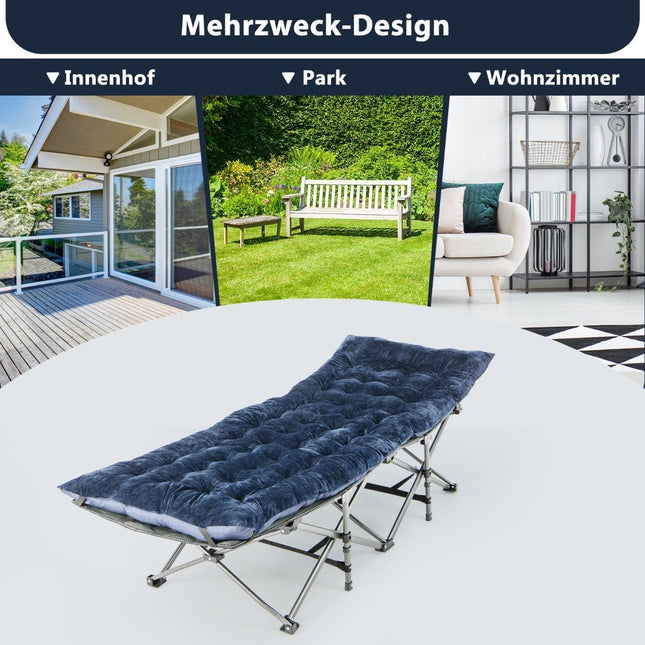 190 x 70 cm Baumwoll-Feldbettauflage 7 cm dicke Matratze mit 4 Befestigungsgurten blau