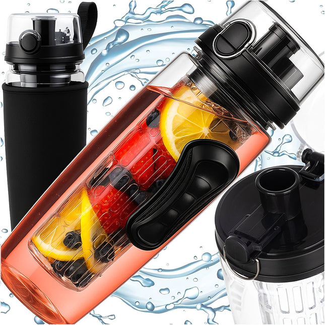 1-Liter-Wasserflasche mit Behälter