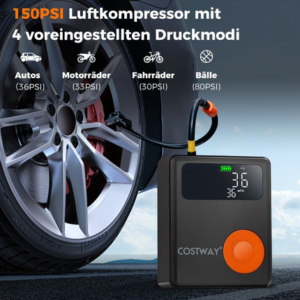 2000A 12V Autobatterie-Starthilfe mit 150PSI digitalem Reifenfüller &amp; Luftkompressor &amp; LED-Bildschirm 13000mAh Power Bank