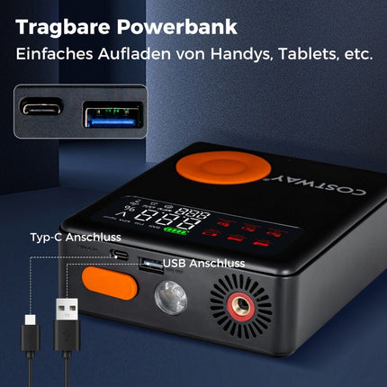 2000A 12V Autobatterie-Starthilfe mit 150PSI digitalem Reifenfüller &amp; Luftkompressor &amp; LED-Bildschirm 13000mAh Power Bank