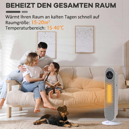 2000W Ceramic Heater with Remote, Oscillation, Timer