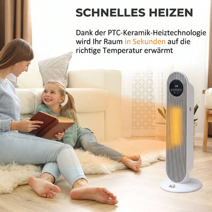 2000W Ceramic Heater with Remote, Oscillation, Timer