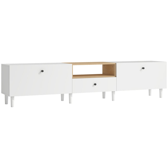 200 cm TV-Schrank für 90-Zoll-Fernseher, 2 Türen, Schublade, Weiß