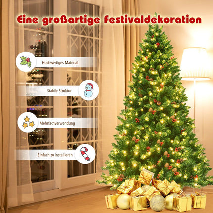 200cm künstlicher Weihnachtsbaum Christbaum mit 1100 Zweigen &amp; Premium Kunstbaum Grün