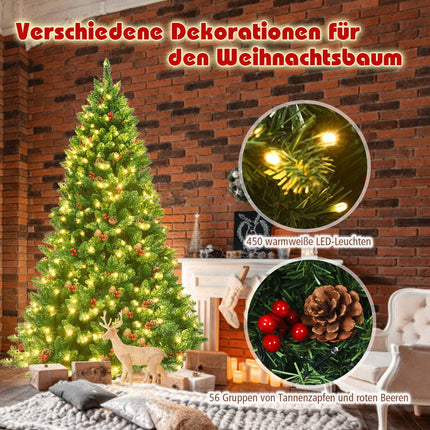200cm künstlicher Weihnachtsbaum Christbaum mit 1100 Zweigen &amp; Premium Kunstbaum Grün