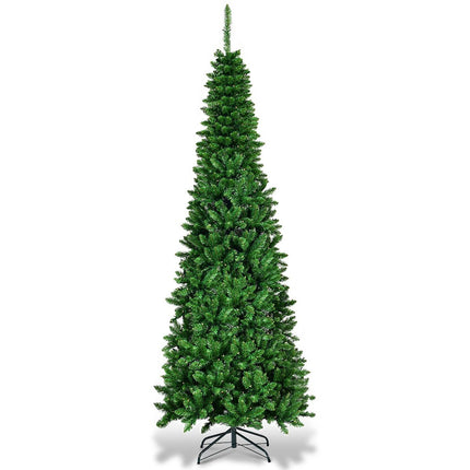 Sapin de Noël artificiel étroit de 200 cm avec LED blanc chaud, vert