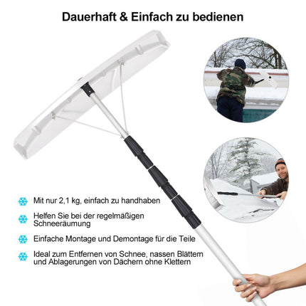 201-630 cm Aluminium Schneeschieber mit Gummilippe Schneeräumer für Dach