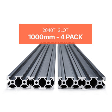 2040 T-Slot Aluminum Extrusion, 4 Pack, 1000mm Black