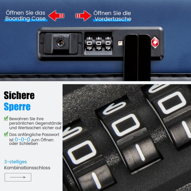 20-Zoll-Handgepäckkoffer, Hartschale, Fronttasche, TSA, USB