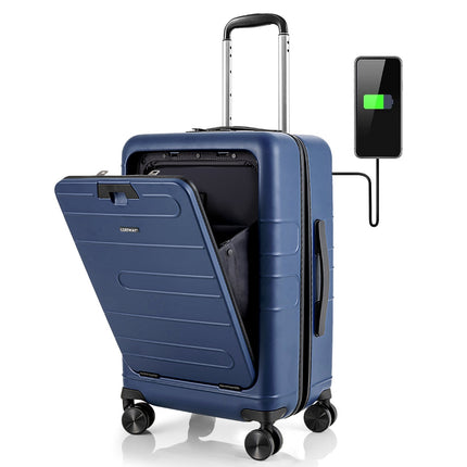 20-Zoll-Handgepäckkoffer, Hartschale, Fronttasche, TSA, USB