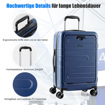 20-Zoll-Handgepäckkoffer, Hartschale, Fronttasche, TSA, USB