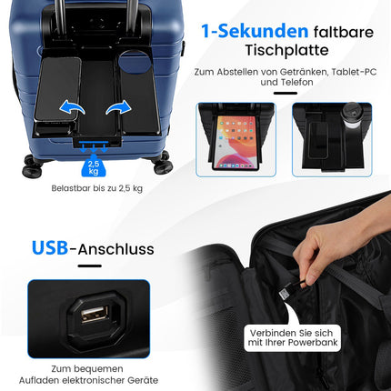 20-Zoll-Handgepäckkoffer, Hartschale, Fronttasche, TSA, USB