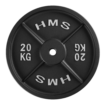 20 kg Hantelscheibe aus Gusseisen, 31 mm Lochdurchmesser, Schwarz