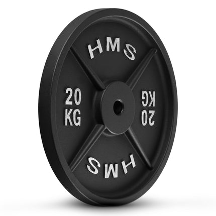 20 kg Hantelscheibe aus Gusseisen, 31 mm Lochdurchmesser, Schwarz