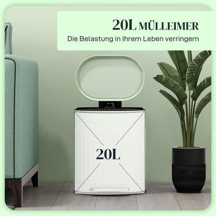20L Metall-Treteimer, Absenkautomatik, herausnehmbarer Inneneimer