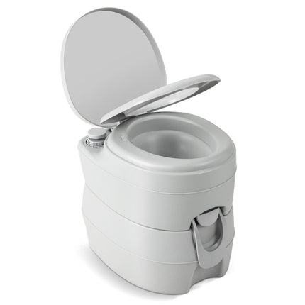 Toilettes portables 20 L avec réservoir à déchets amovible, siège anti-fuite et pompe de chasse d'eau, gris