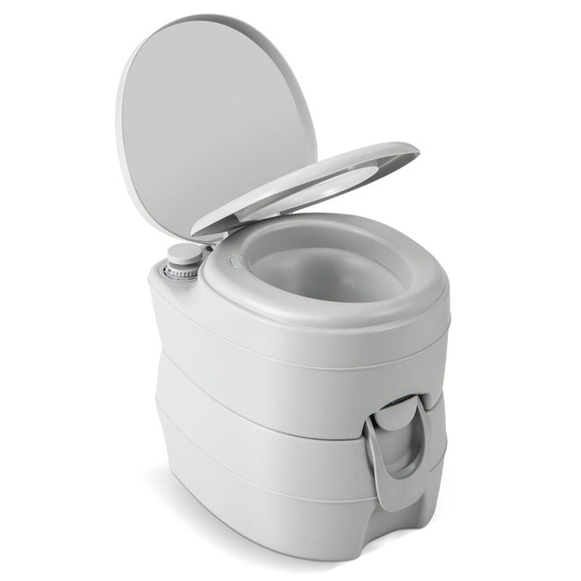 Toilettes portables 20 L avec réservoir à déchets amovible, siège anti-fuite et pompe de chasse d'eau, gris