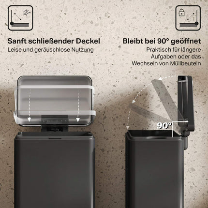 20L Soft-Close Pedal Bin with Removable Inner Bucket, Black