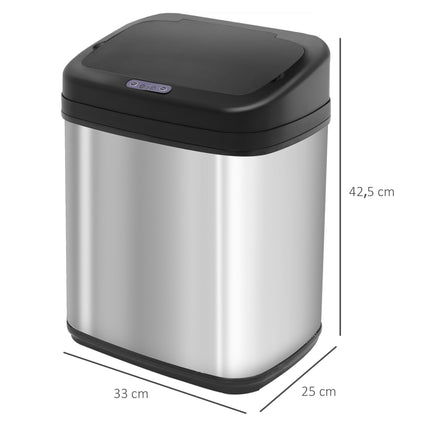 20L Stainless Steel Sensor Trash Can – Infrared, Battery-Operated