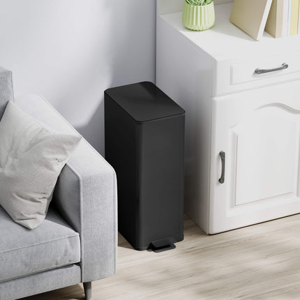 20L Edelstahl-Mülleimer, Absenkautomatik, Schwarz