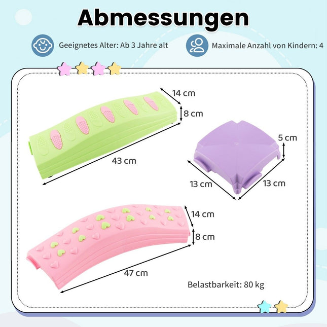 20 tlg. Balancierbalken Set Kinder Balancierklötze Trittsteine für Drinnen und Draußen Grün