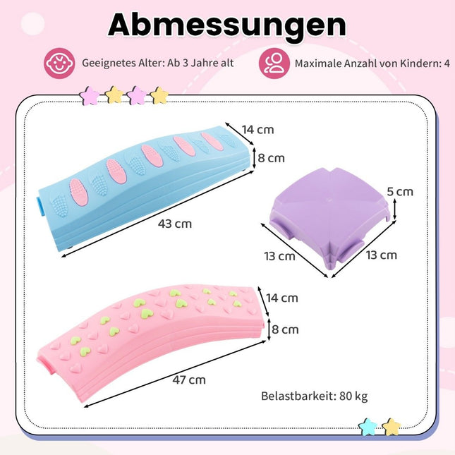20 tlg. Balancierbalken Set Kinder Balancierklötze Trittsteine für Drinnen und Draußen Rosa