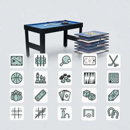 20-in-1 Multi-Game Table Set – Black, MDF, 81x107x60.5 cm
