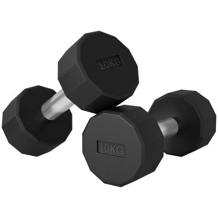 Ensemble d'haltères 20 kg, ensemble d'haltères en métal, lot de 2 haltères antidérapants, pour la musculation et le fitness, noir