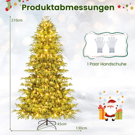 210 cm Künstlicher Weihnachtsbaum mit LED-Beleuchtung